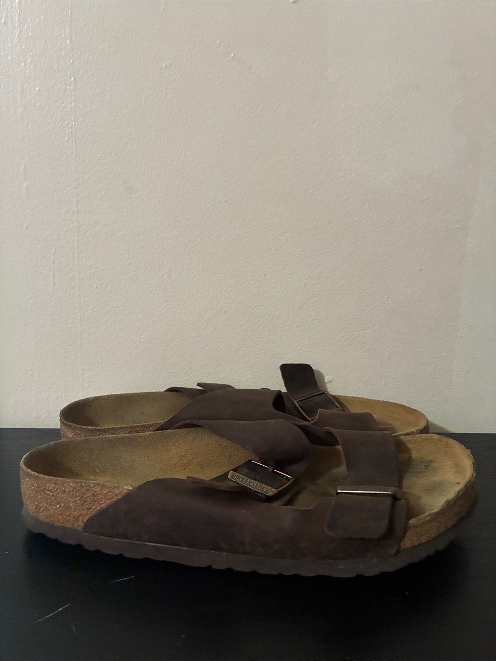 dark brown Birkenstock Arizona sandals featuring dual strap size Men’s EU43 M10